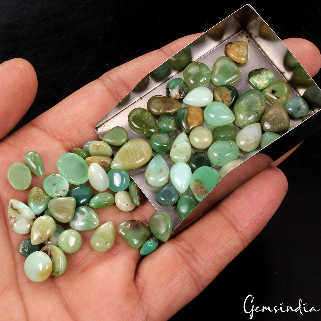 117.90 Cts/67 Pcs Natural Untreated Green Chrysoprase Mix Shape Loose Gems Lot