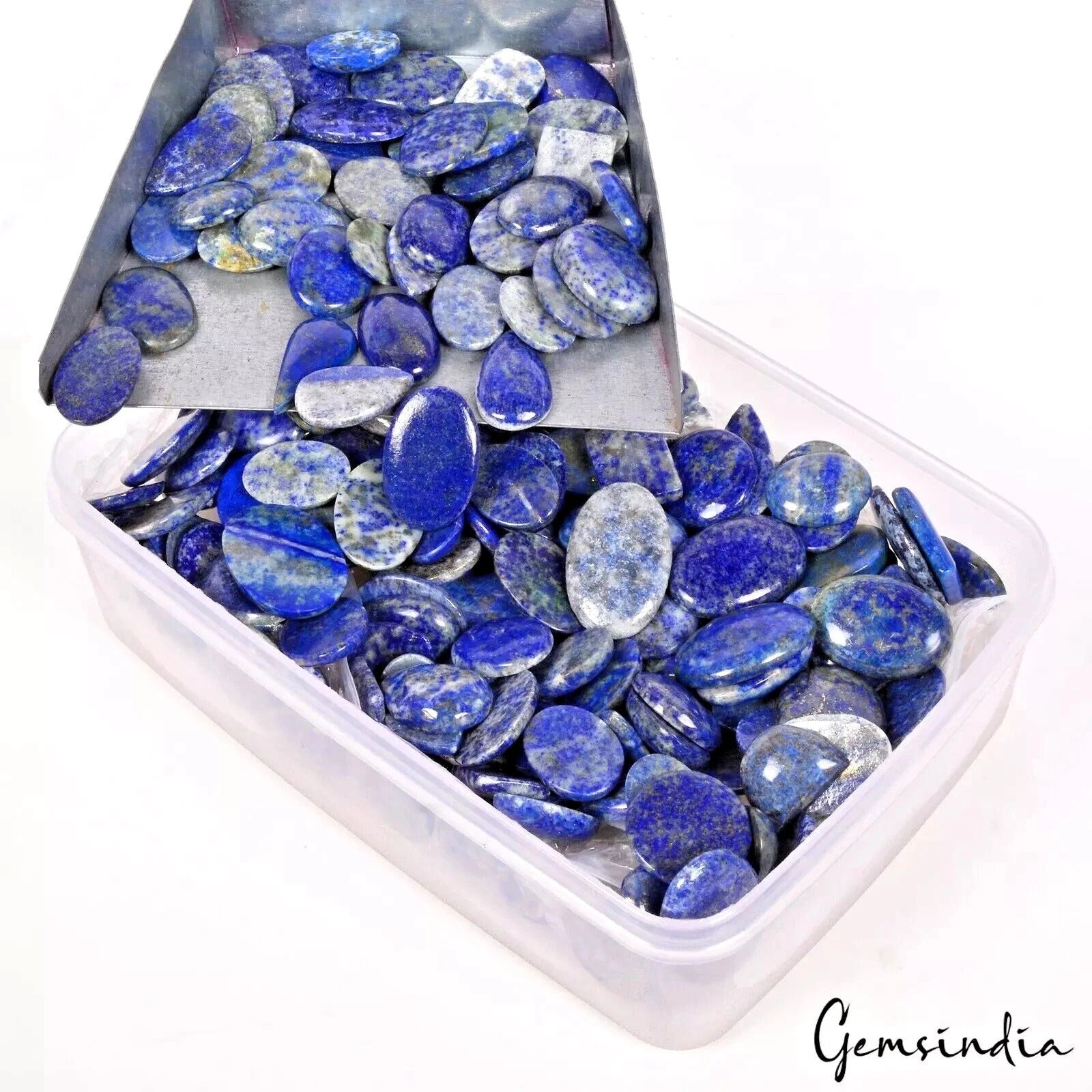 1.5Kg/215 Pcs Natural Blue Gold Pyrite Lapis Lazuli Mix Cab Loose Wholesale Gems