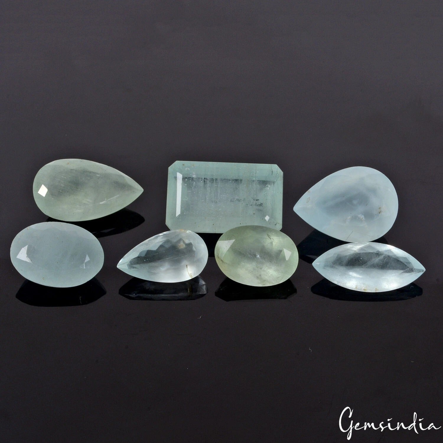 56.20 Ct/7 Pc Natural Blue Green Aquamarine Mix Cut Loose Unheated Gemstones Lot