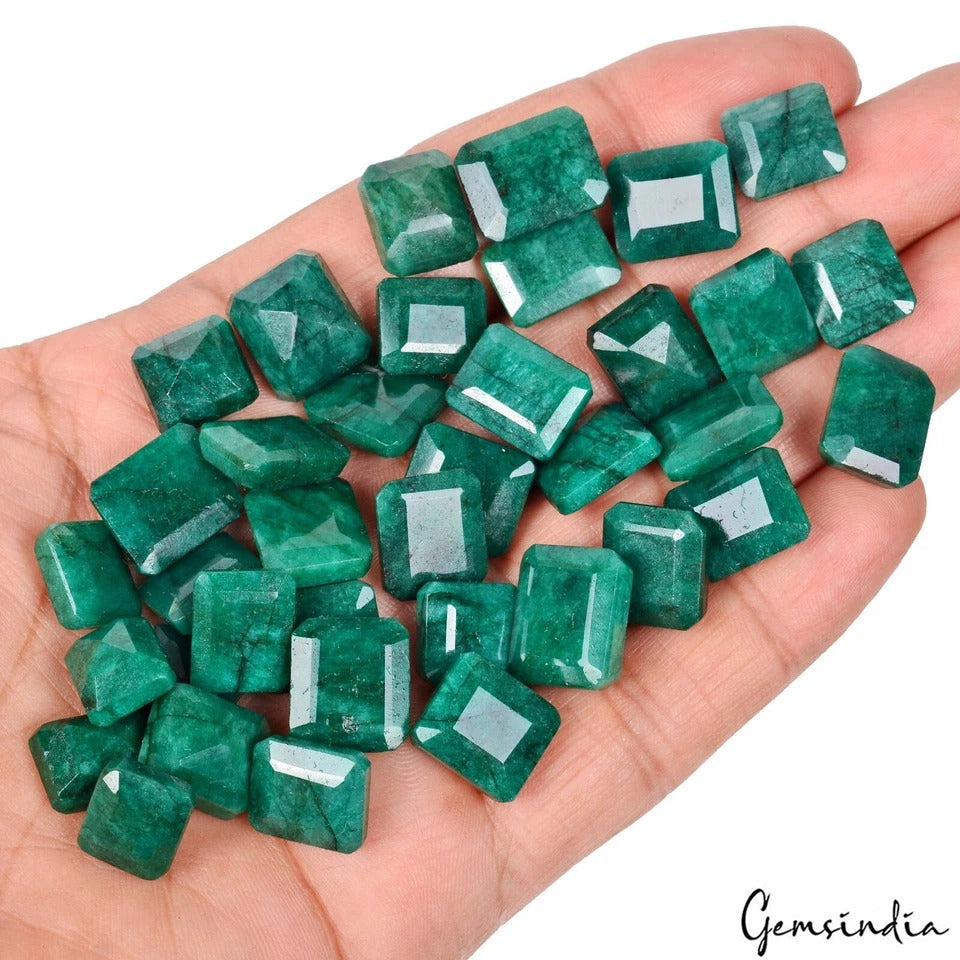 Certified Natural 300 Cts Fine Cut Brazilian Green Emerald Loose Gemstones Lot