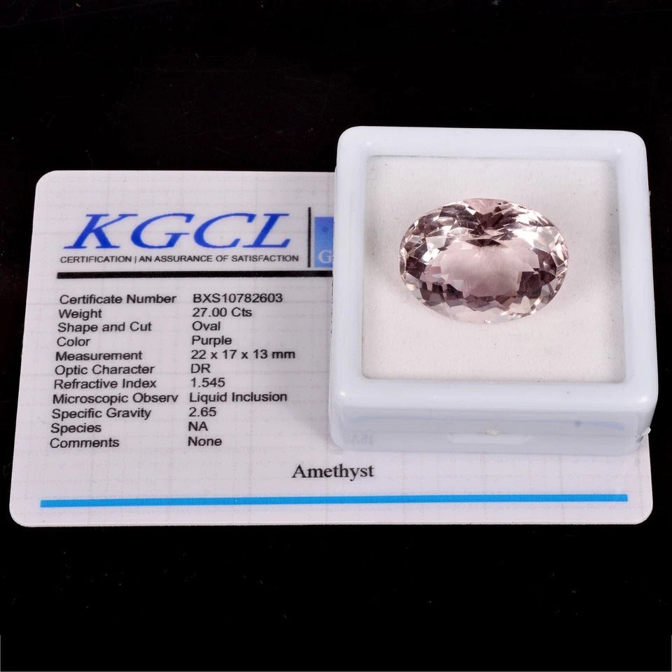 Certified 27 Cts Natural Untreated Purple Amethyst Oval Cut Loose Gem For Ring