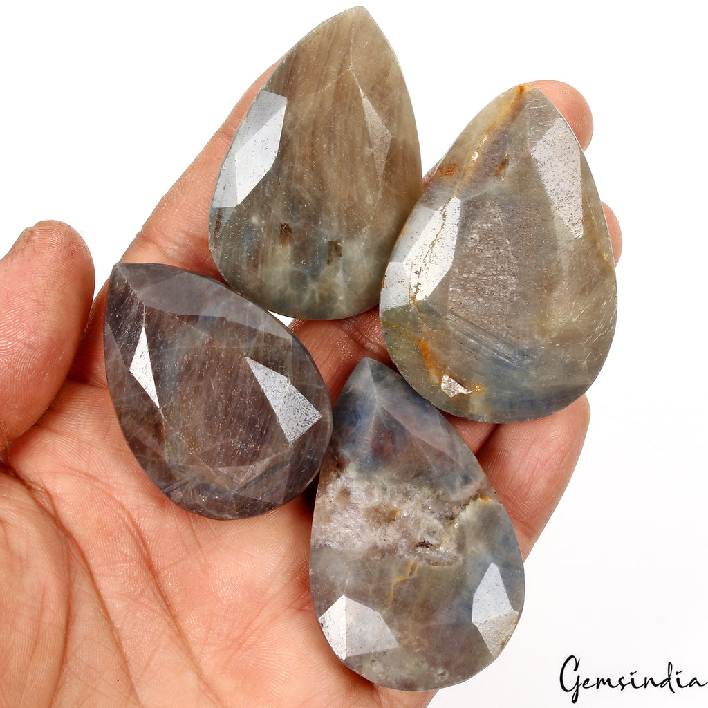 Blue Sapphire Lot, Loose Gemstone, Untreated, Brown — 4 Pieces, 46mm to 54mm, 1060 Ct, Madagascar
