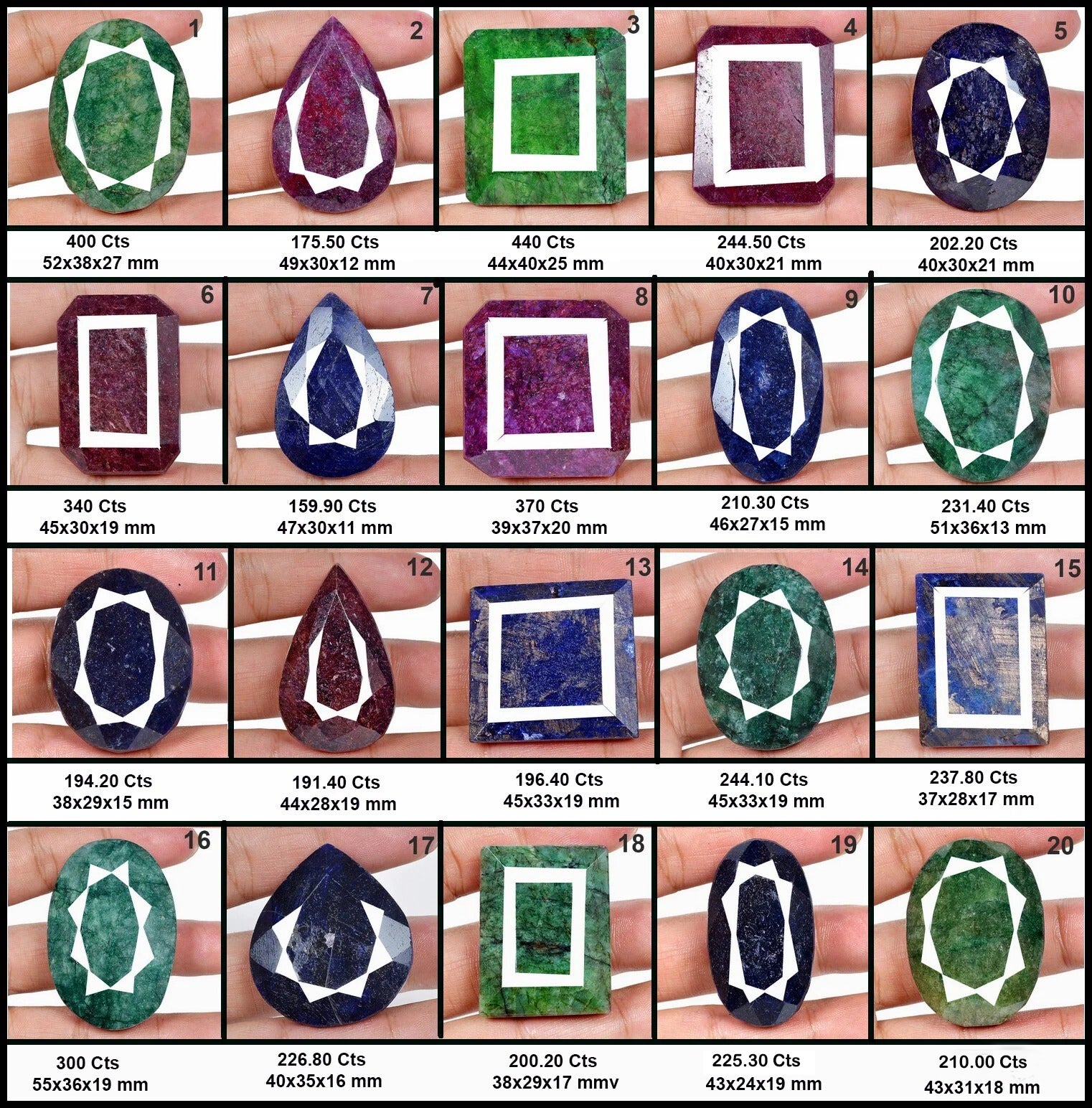 Ruby Lot, Loose Gemstone, Color Enhanced — 20 Pieces, 38mm to 55mm, 5000 Ct (1 Kg), Brazil