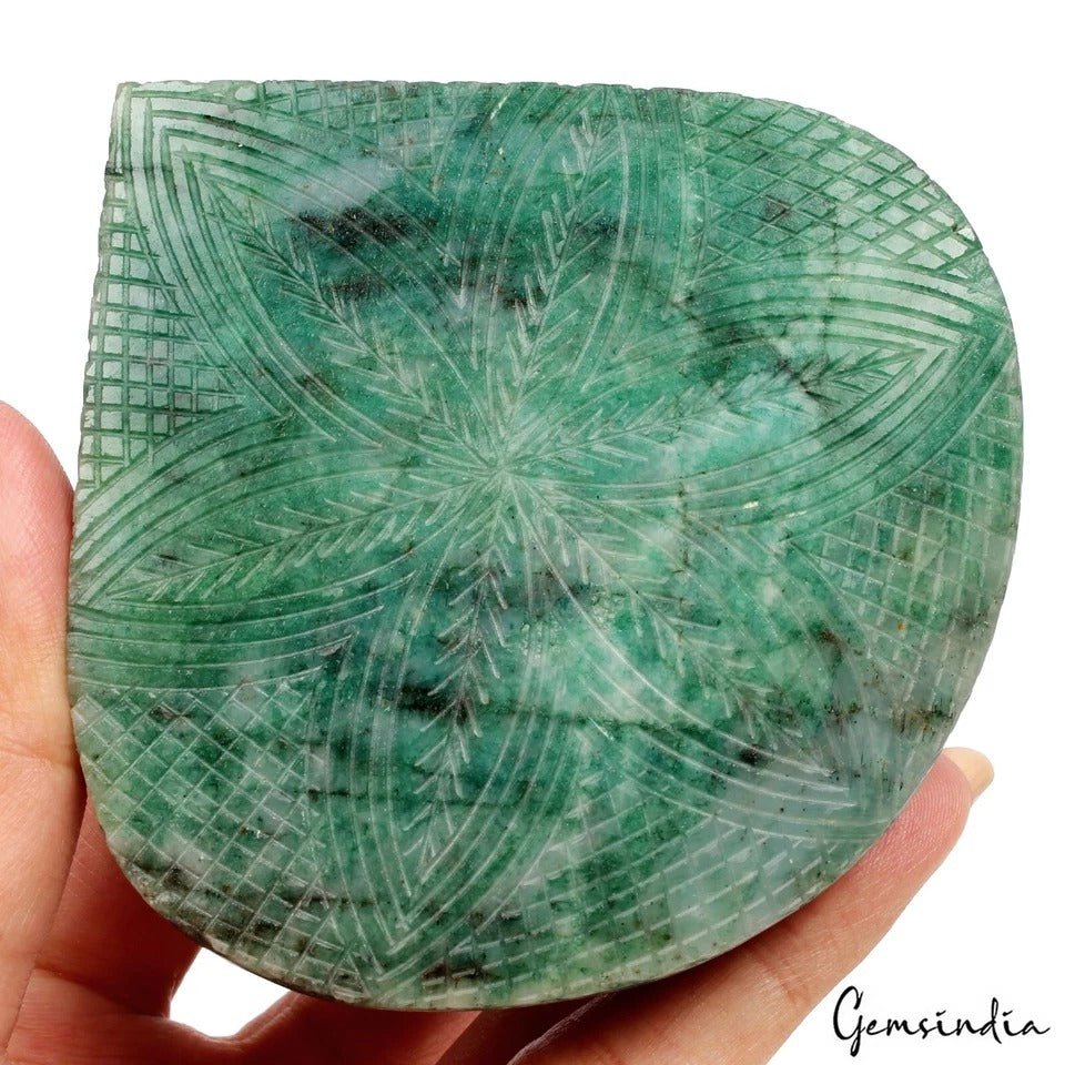 Emerald Carving, Pear Carved, Color Enhanced — 86x85x38 mm, 1720 Ct, Brazil