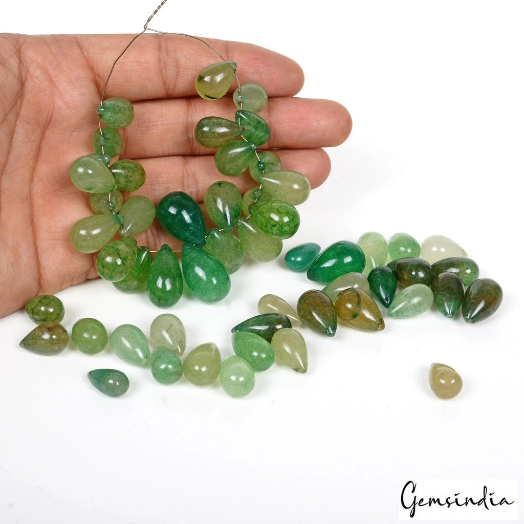 670 Cts Natural Green Quartz Pear Drop Drilled 12-21mm jewelry Beads/Briolettes