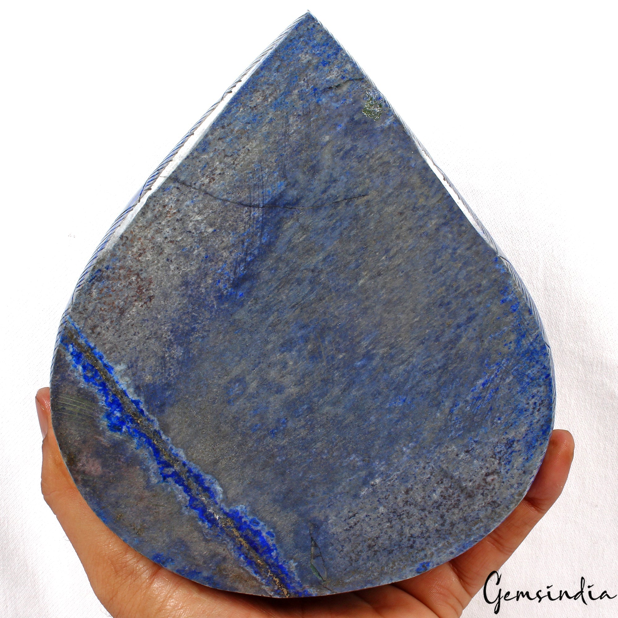 2.9 Kg Blue Grey Lapis Lazuli From Afghanistan Pear Carved Museum Grade Gemstone