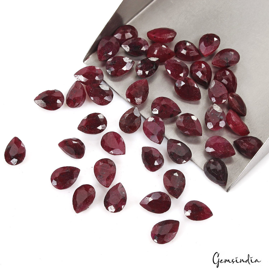 280.00 Ct Natural Red Ruby Pear Cut Faceted Loose Wholesale Gemstone Lot 44 Pcs