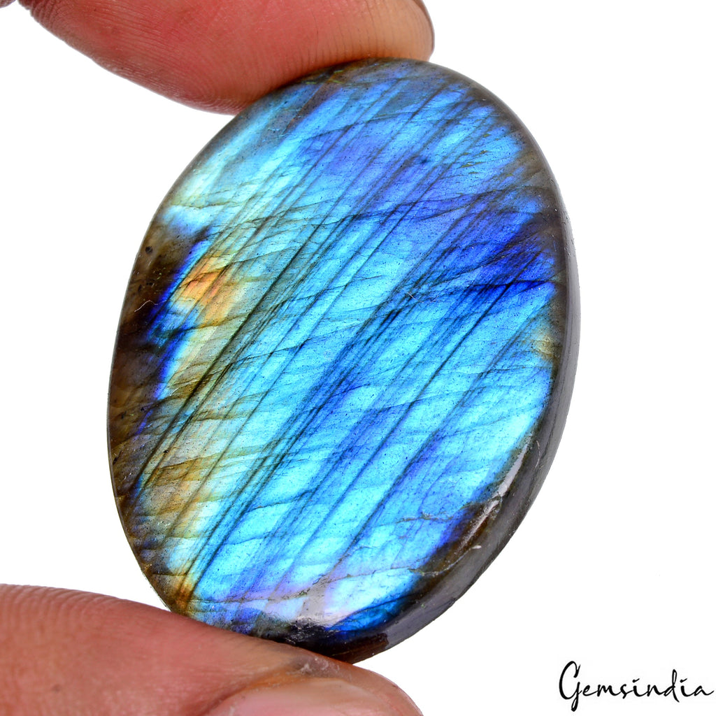65.90 Cts Bright Stone Blue Power Spectrolite Labradorite Cabochon Certified Gem