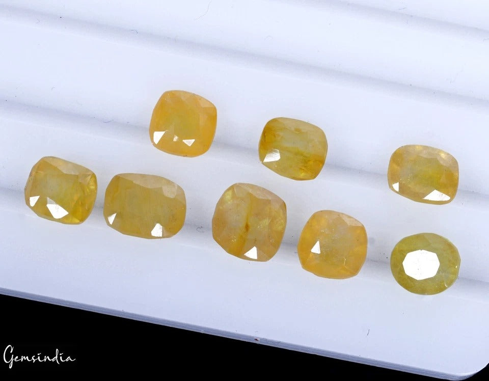 Yellow Sapphire Lot, Loose Gemstone, Untreated — 8 Pieces, 7mm, 22.00 Ct, Sri Lanka