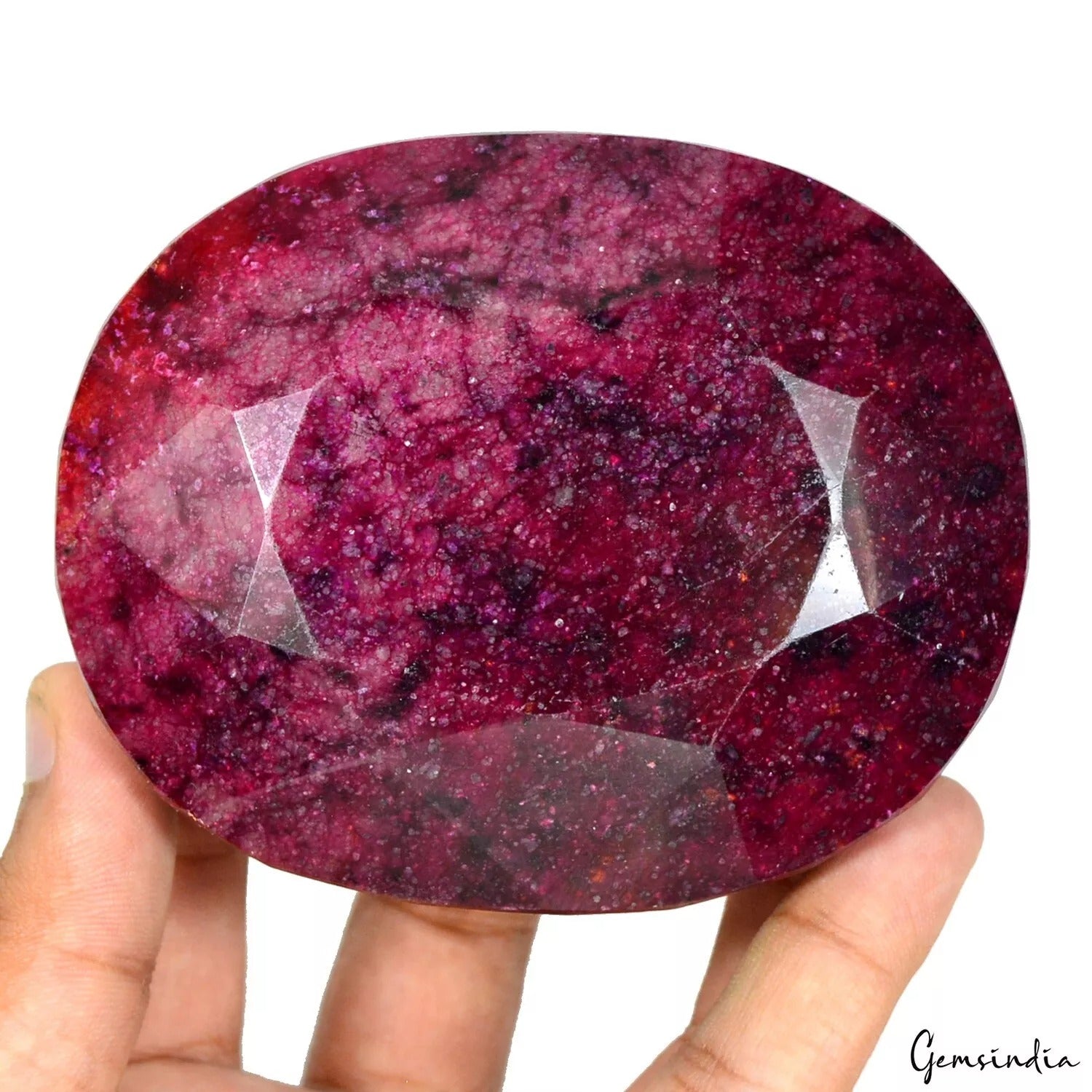 Ruby Loose Gemstone, Color Enhanced, Dark Red — 90x73x41mm, 2780 Ct, Madagascar