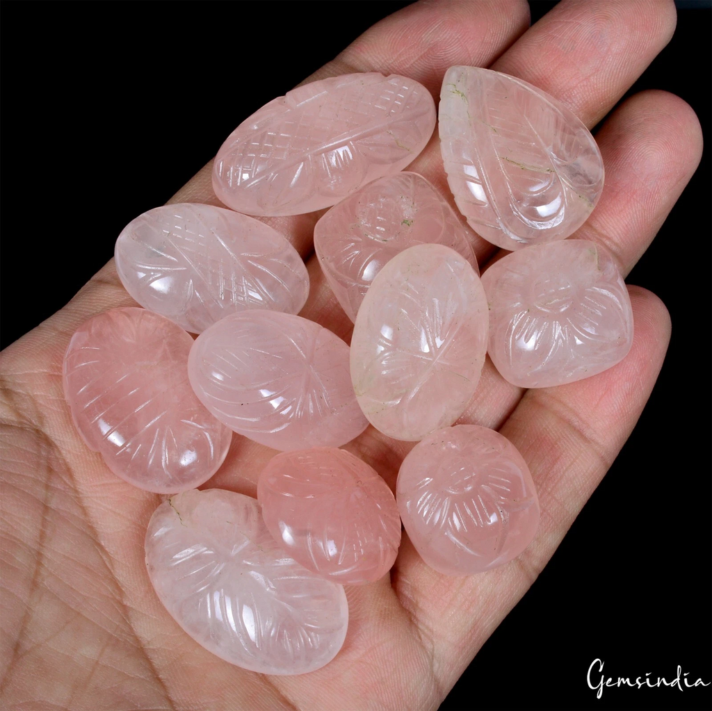 450 Ct Natural Untreated Pink Rose Quartz Beautiful Carving  Loose Gemstones Lot
