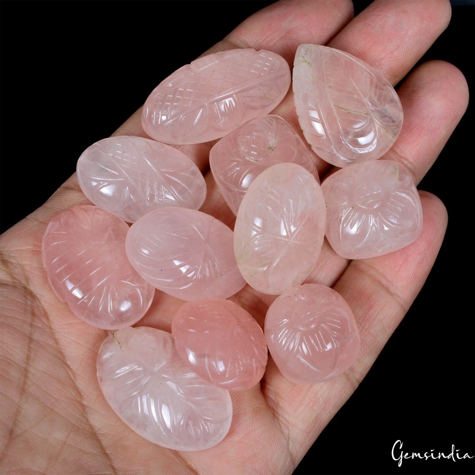 450 Ct Natural Untreated Pink Rose Quartz Beautiful Carving  Loose Gemstones Lot