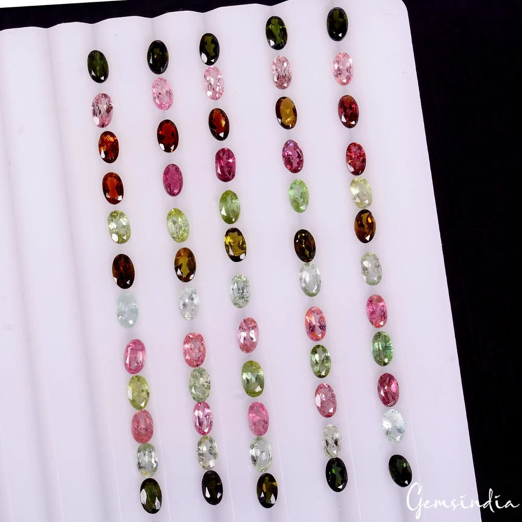 Certified 14.40 Ct/60Pcs Natural Multi Color Tourmaline Oval Calibrated Gems Lot