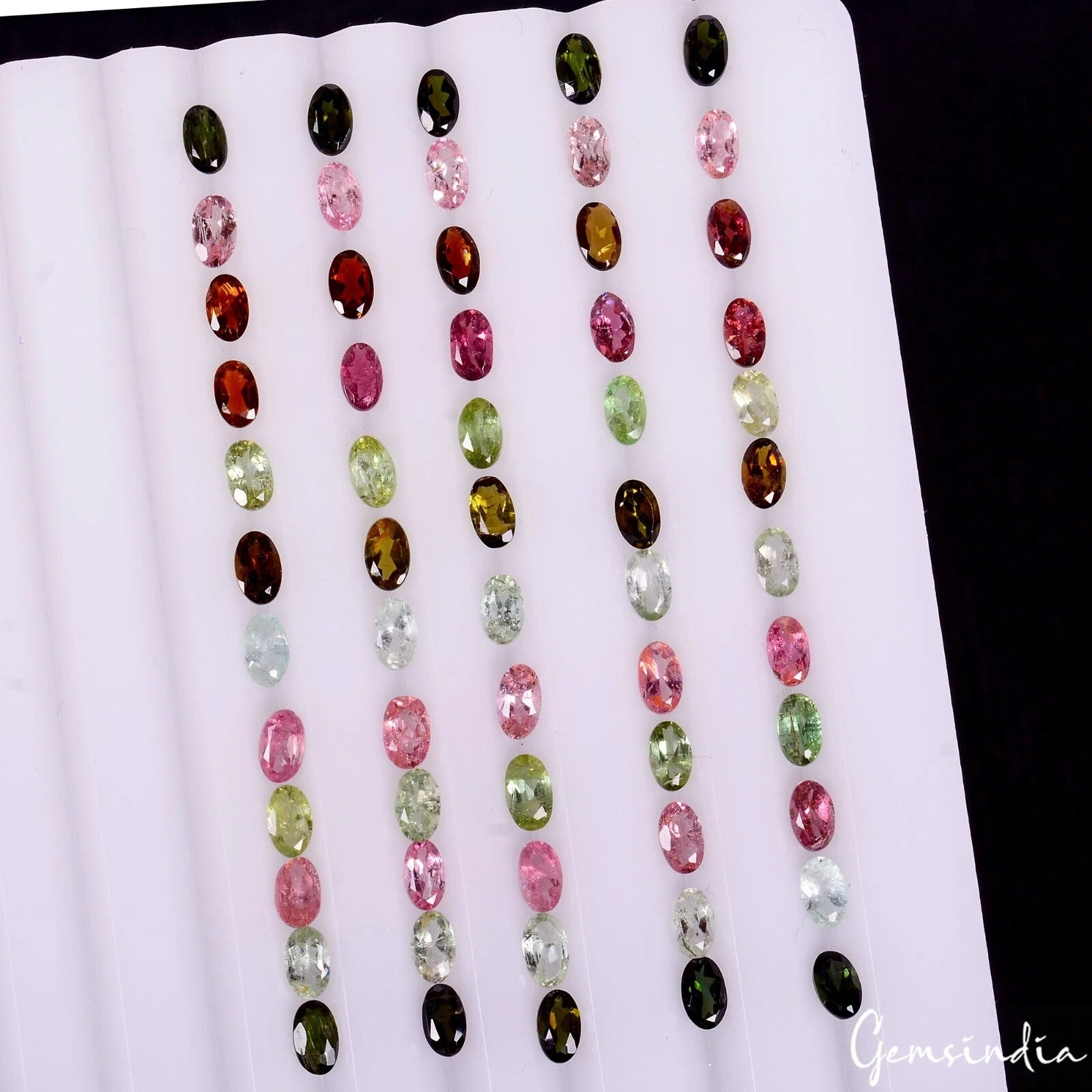 Certified 14.40 Ct/60Pcs Natural Multi Color Tourmaline Oval Calibrated Gems Lot