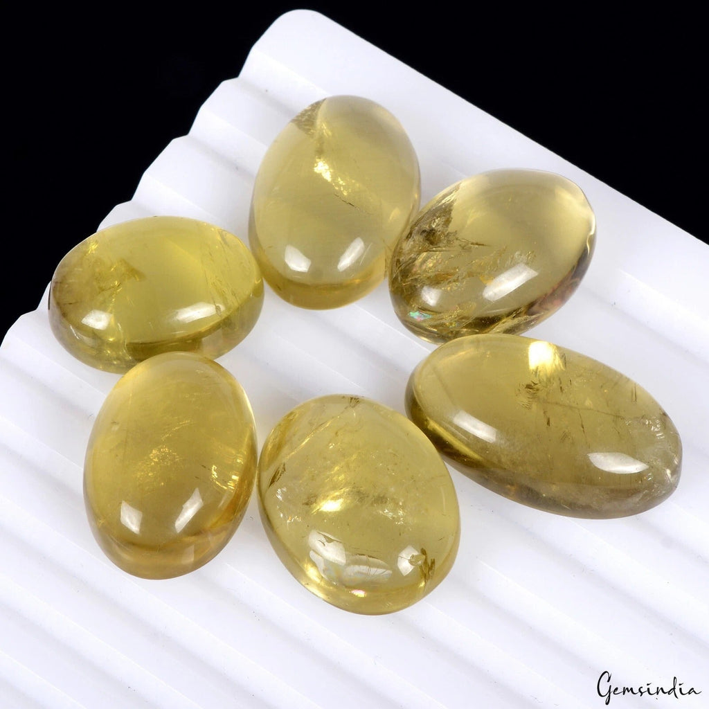 Oval Cabochon 211 Cts Natural Lemon Citrine Quartz Smooth Polished 4 Pcs Lot