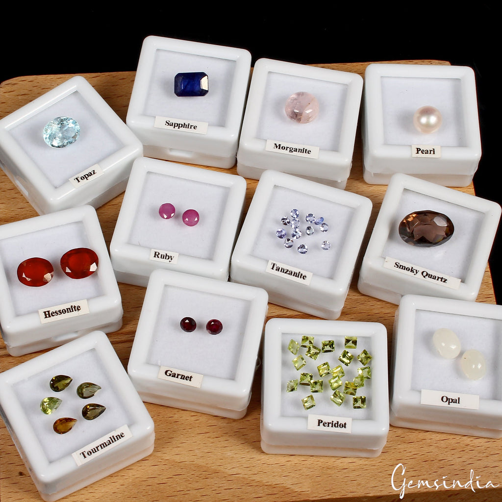 50 Pcs Estate Genuine Semi Precious Loose Mix Cut Jewelry Gemstones Collection