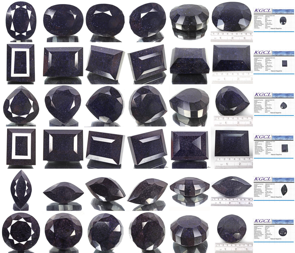 Certified 13280 Cts/6 Pcs Natural African Blue Sapphire Mixed Cut Wholesale Gems