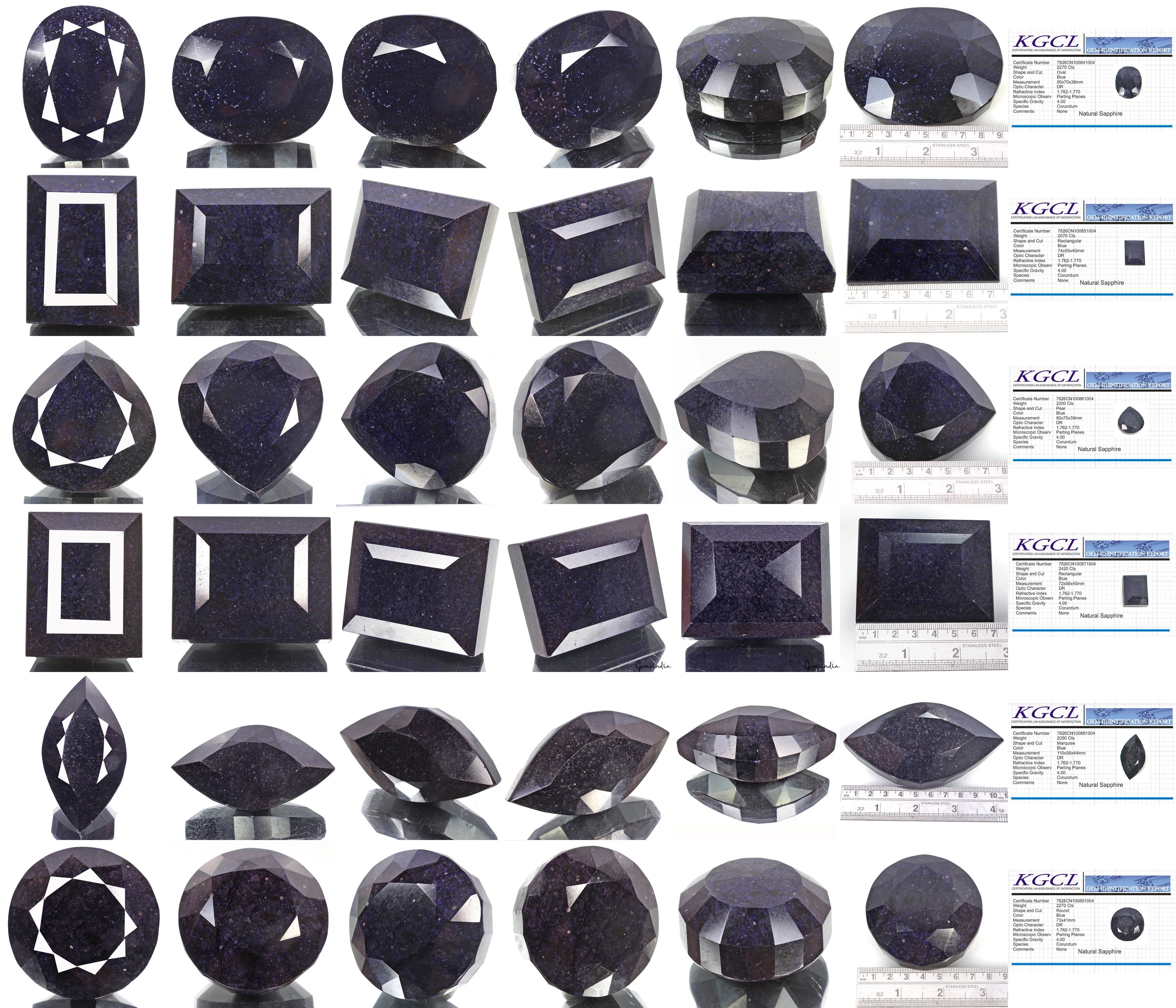 Certified 13280 Cts/6 Pcs Natural African Blue Sapphire Mixed Cut Wholesale Gems