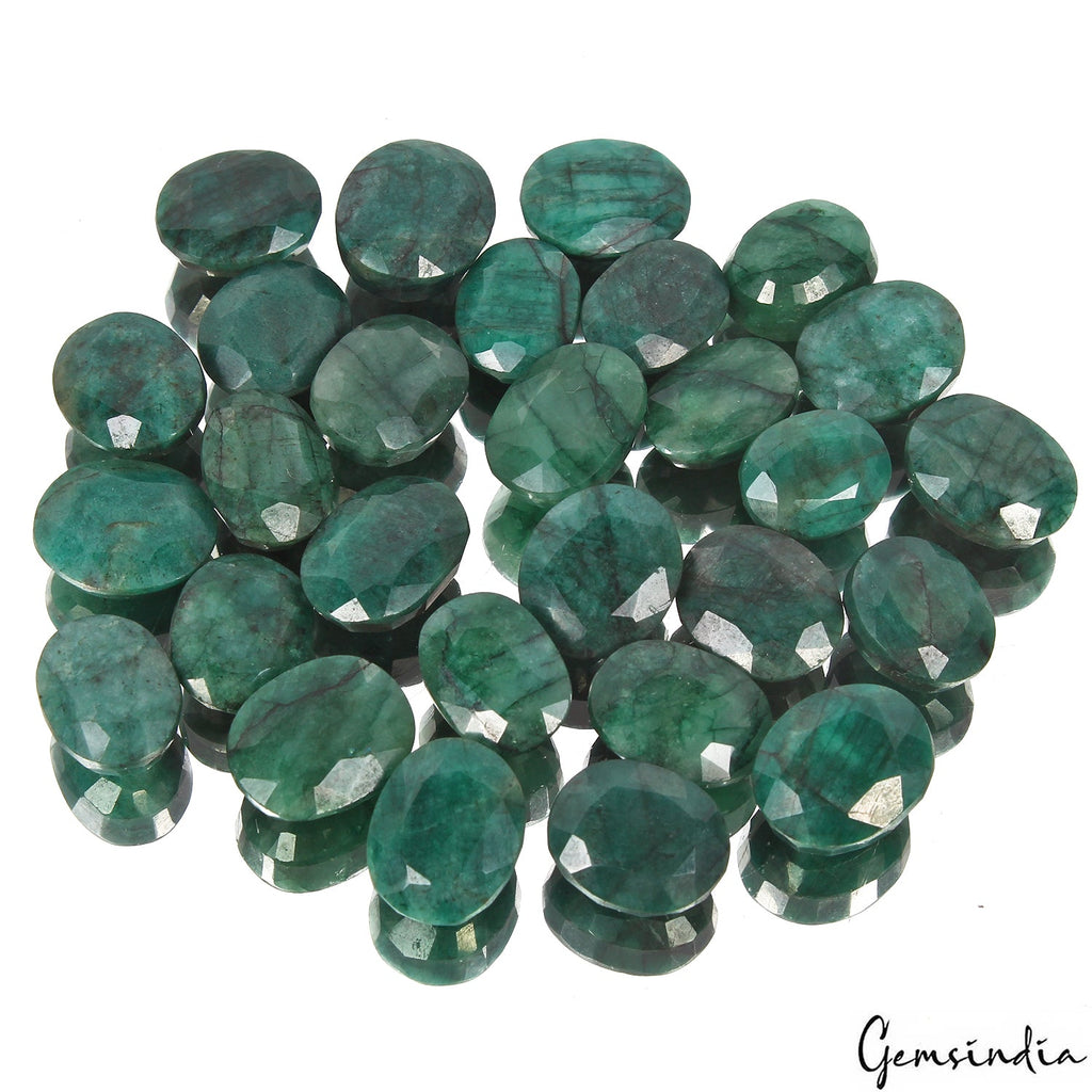 280 Cts/28 Pcs Natural Brazilian Green Emerald Oval Cut Loose Gems Lot For Rings