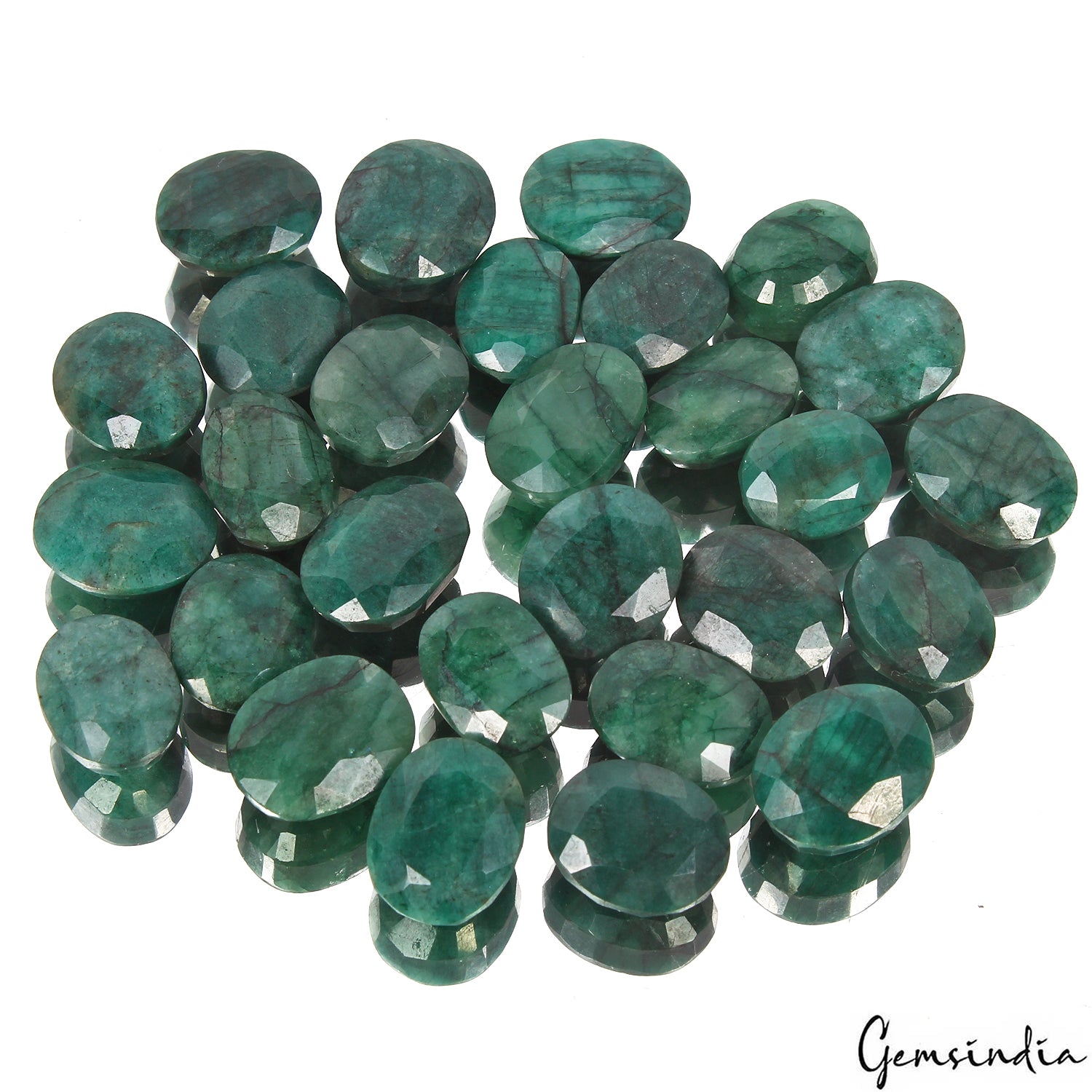 Emerald Lot, Loose Gemstone, Color Enhanced, Green — 28 Pieces, 13mm to 16mm, 280 Ct, Brazil