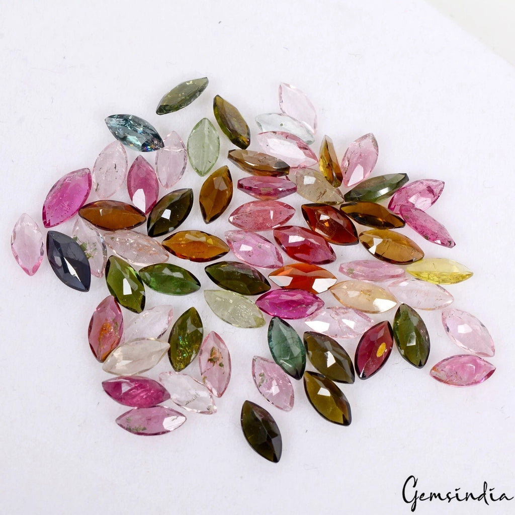 Natural Multi Tourmaline Marquise Cut Loose Gemstone Lot 62 Pcs 7x3.5 MM 19.50Ct