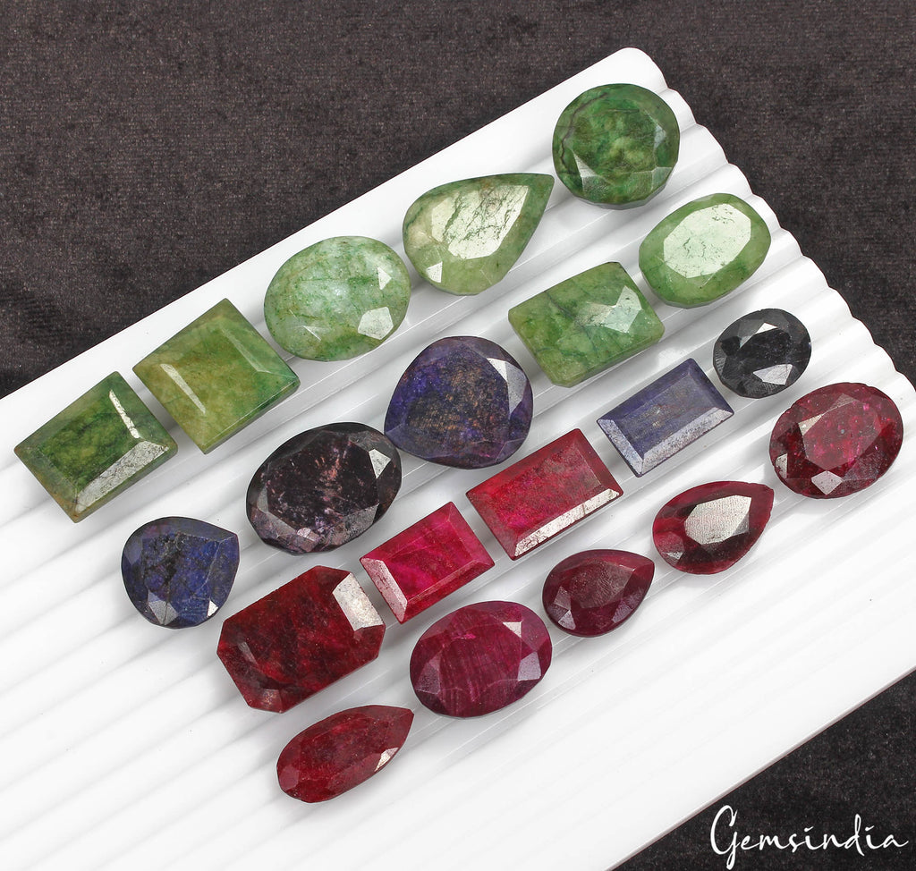 Emerald Lot, Loose Gemstone, Multi Color — 20 Pieces, 18mm to 31mm, 730 Ct, Madagascar