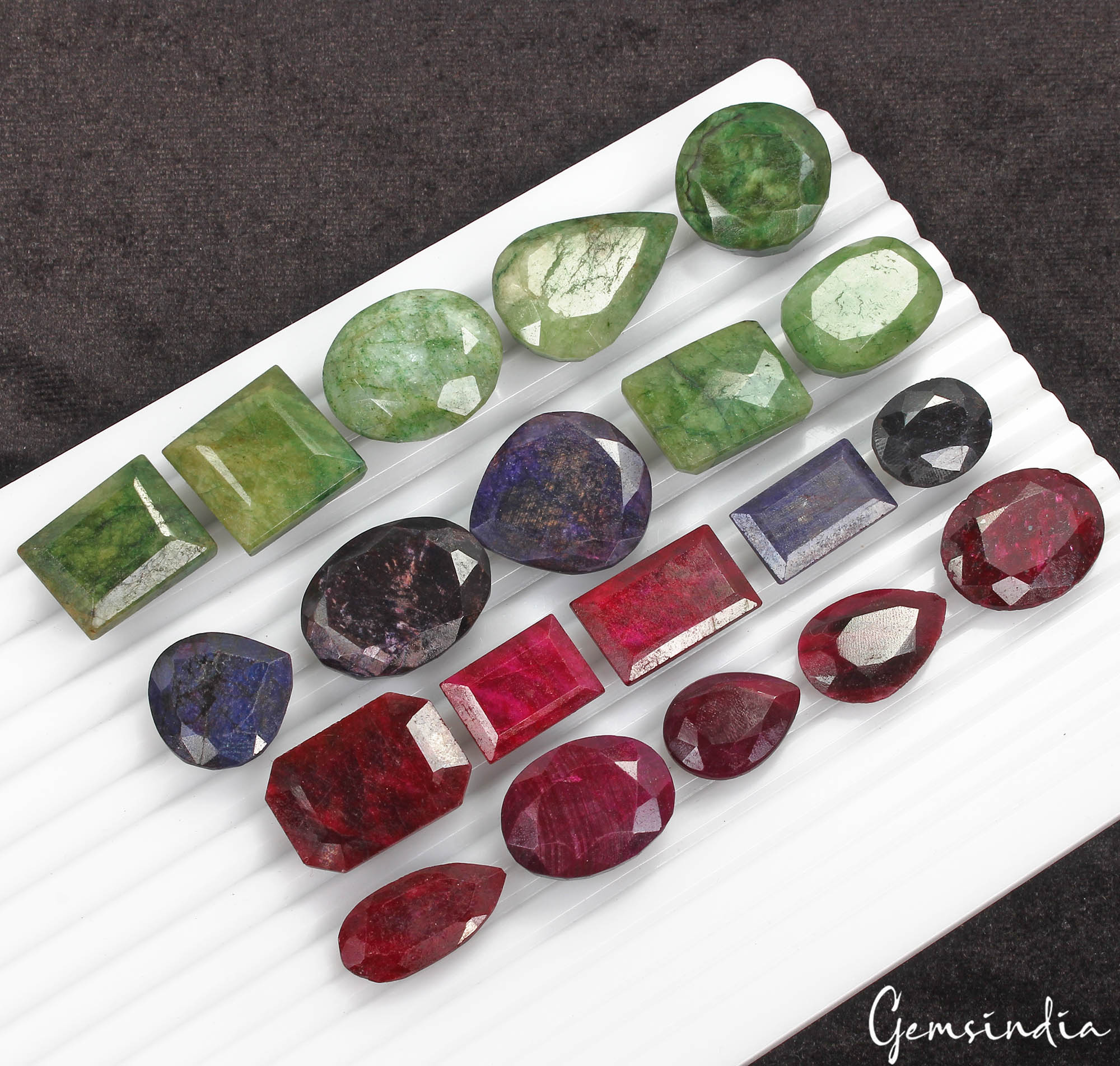 Emerald Lot, Loose Gemstone, Multi Color — 20 Pieces, 18mm to 31mm, 730 Ct, Madagascar