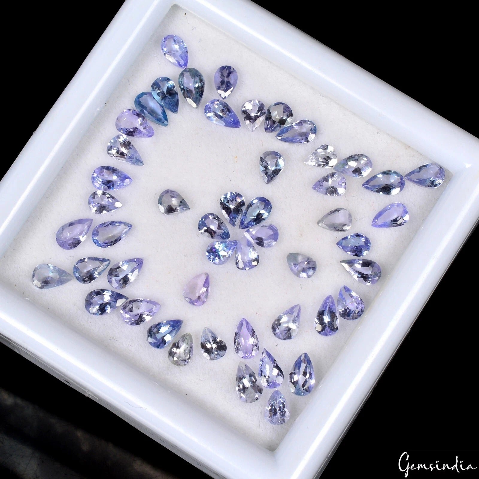 50 Pcs Natural Tanzanite 5x3mm Pear Cut Sparkling Violet Blue Loose Gemstone Lot