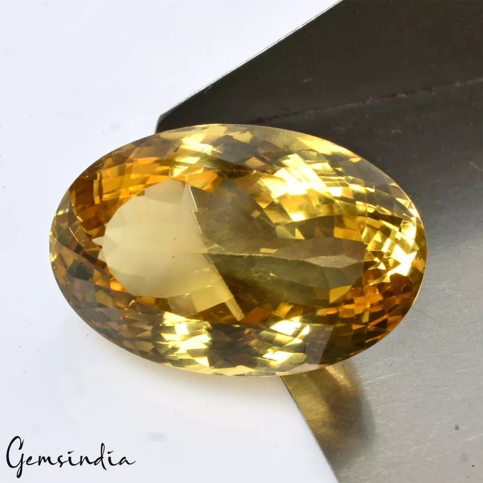 Citrine Loose Gemstone, Untreated, Yellow — 24x15x12 mm, 34.30 Ct, Brazil