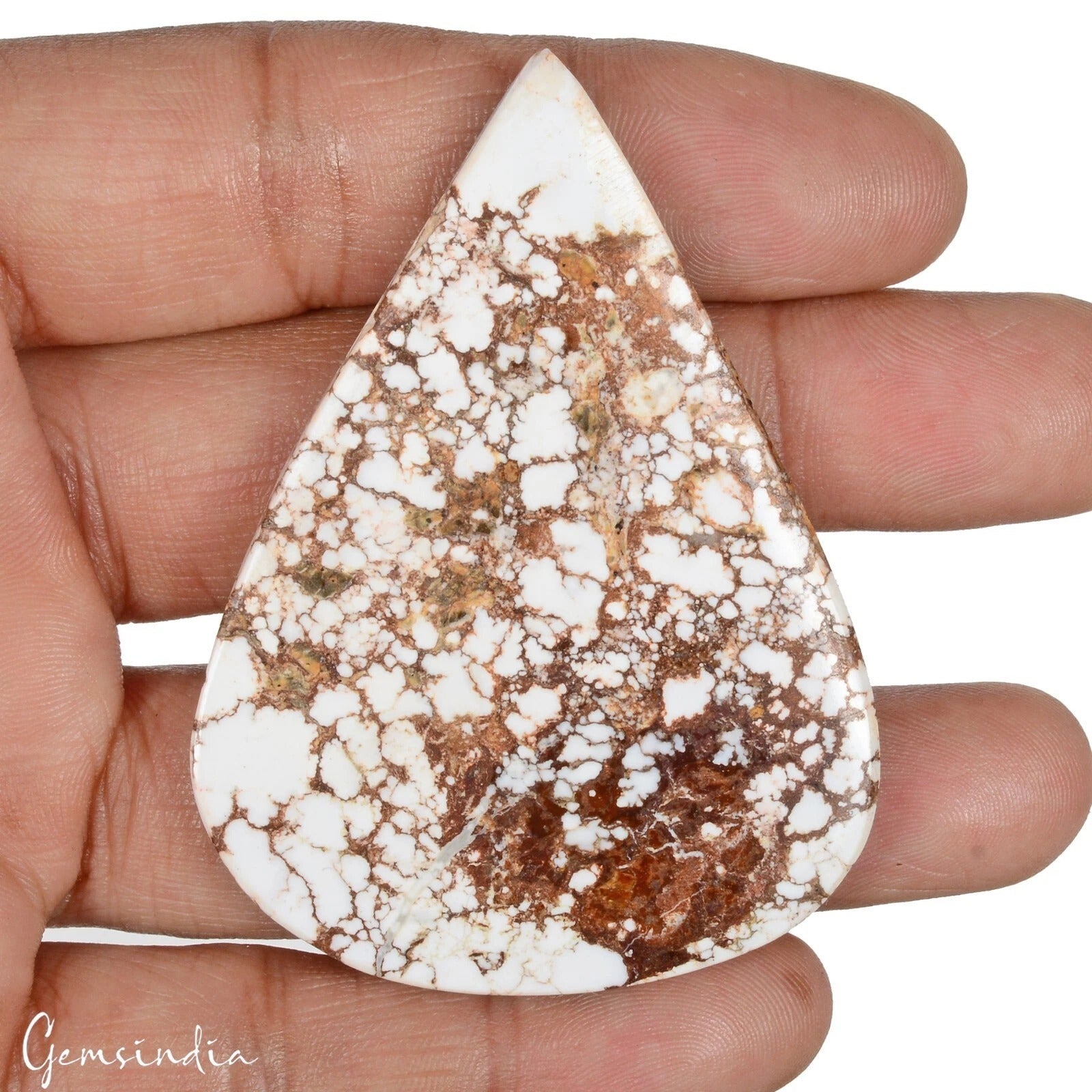 145.40 Ct Natural Untreated White Buffalo Turquoise Pear Cabochon Loose Gemstone