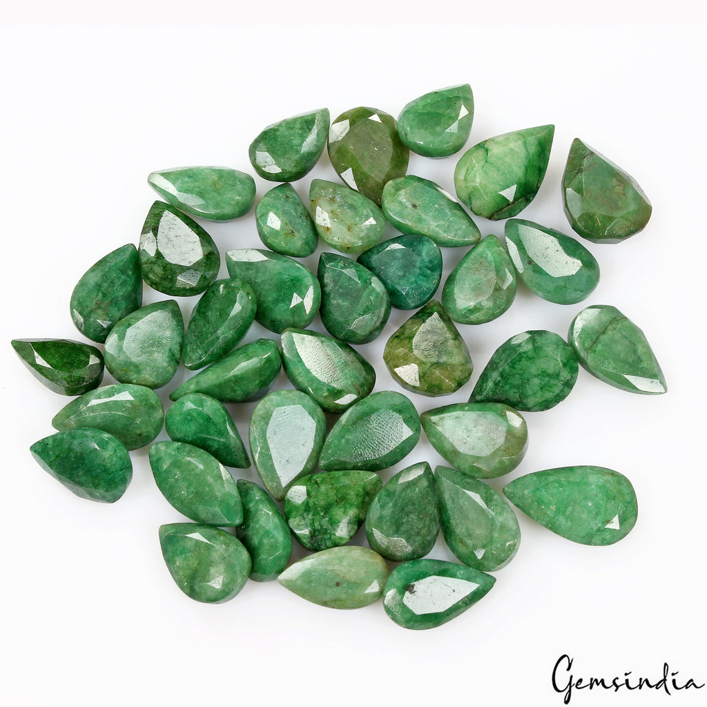 320Ct/39 Pcs Natural Brazilian Green Emerald Pear Cut Loose Gems Lot For Jewelry