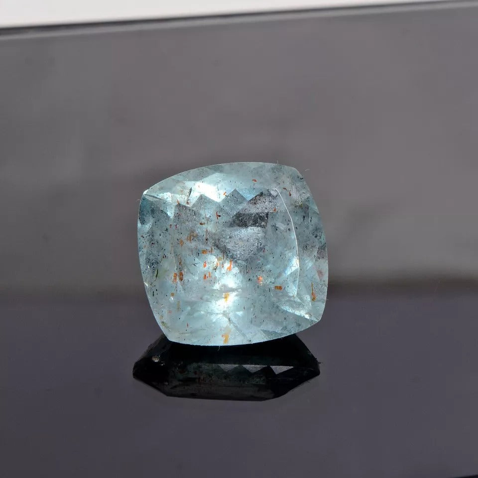 10.50 Cts Natural Untreated Brazilian Blue Aquamarine Cushion Cut Loose Rara Gem