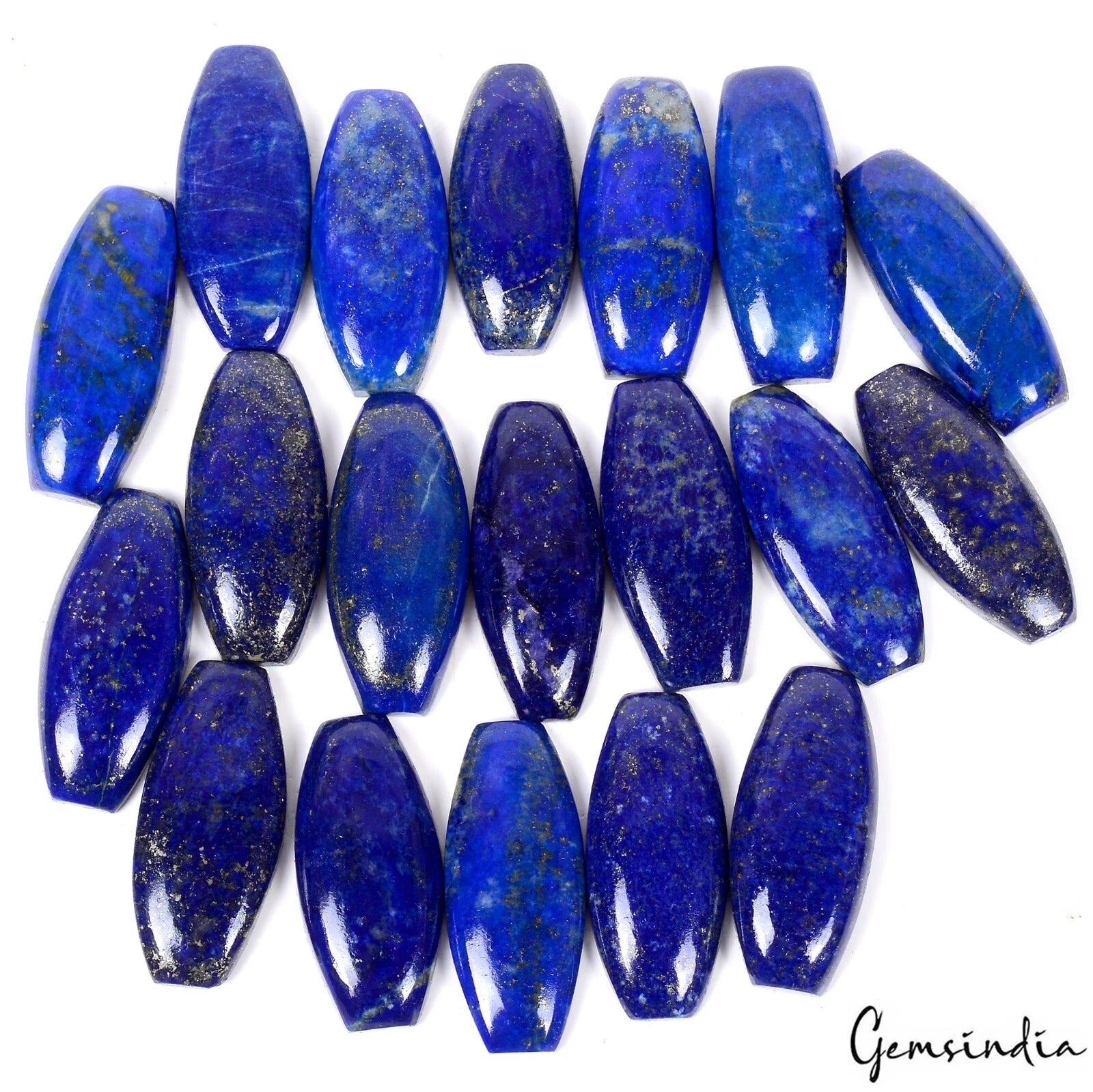 380 Ct Natural Blue Lapis Lazuli Fancy Cut Flat Back Loose Gemstone Lot 19 Pcs