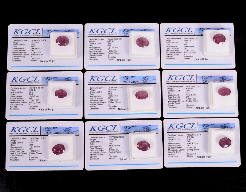 Certified 9 Pcs Natural Mozambique Red Ruby 87.30 Ct AAA Quality Loose Gemstones
