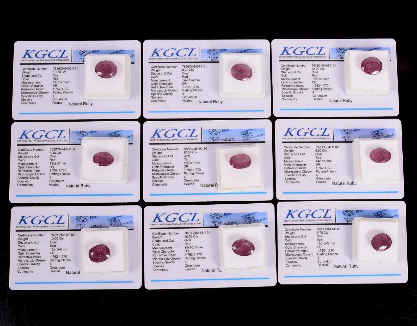 Certified 9 Pcs Natural Mozambique Red Ruby 87.30 Ct AAA Quality Loose Gemstones