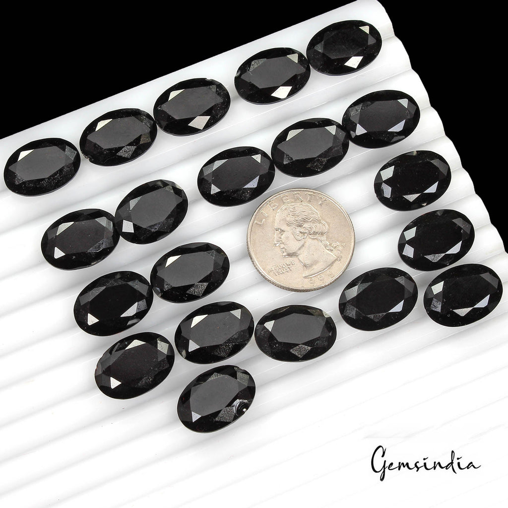 163.10 Ct/20Pcs Natural Brazilian 'Z' Black Onyx Oval Calibrated Gem For Jewelry