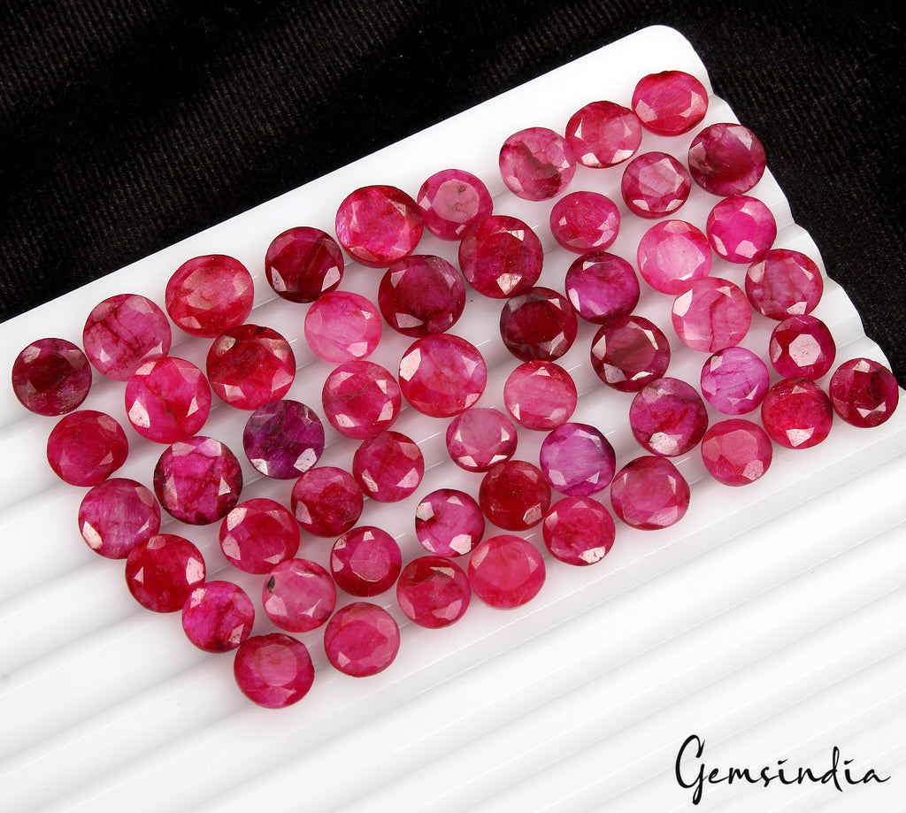 150 Ct Natural Utah Red Beryl/Bixbite Round Faceted Loose Gemstone Lot 54 Pcs