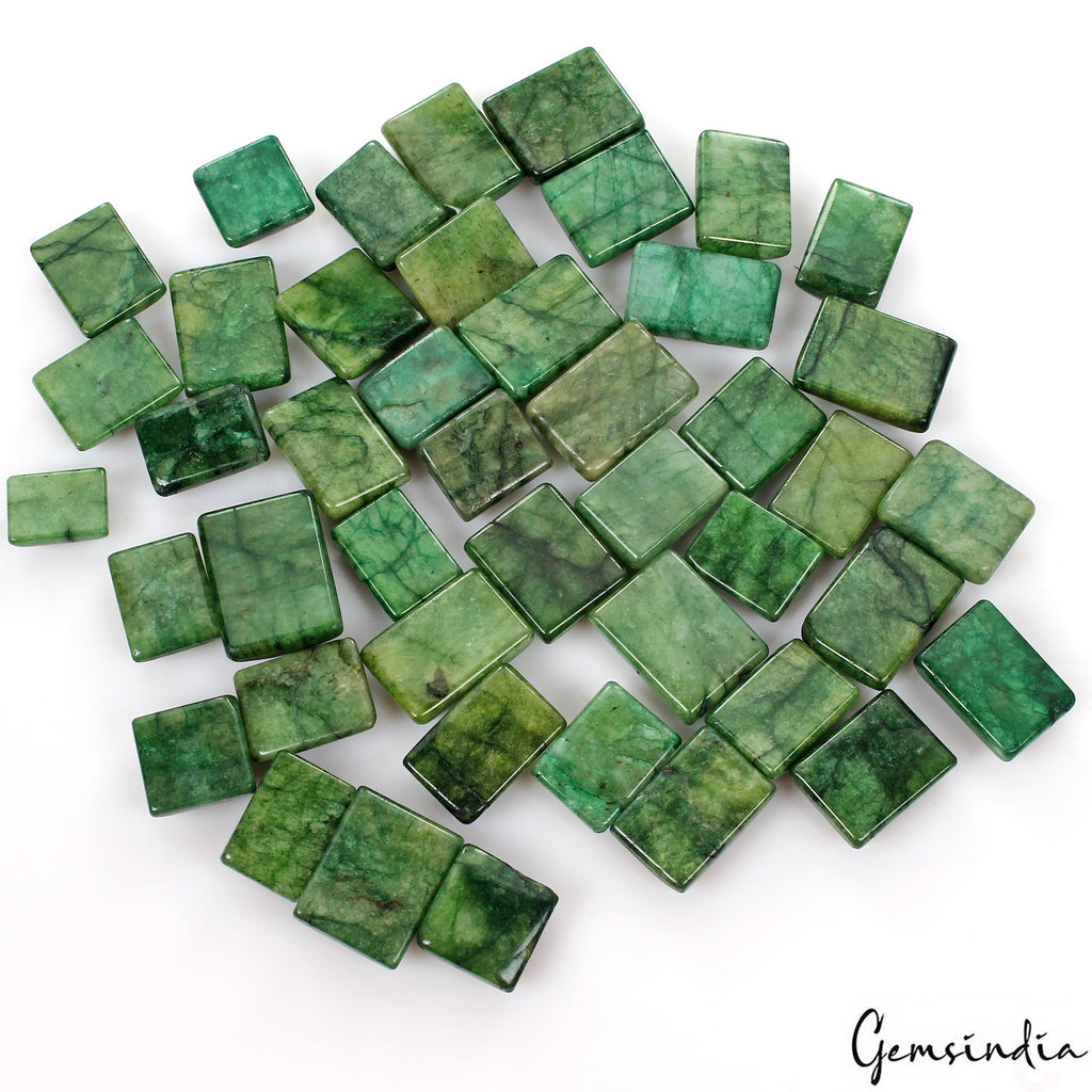 1000 Ct Natural Green Emerald Rectangular Cabochon Loose 15-24mm Gemstones~44 Pc