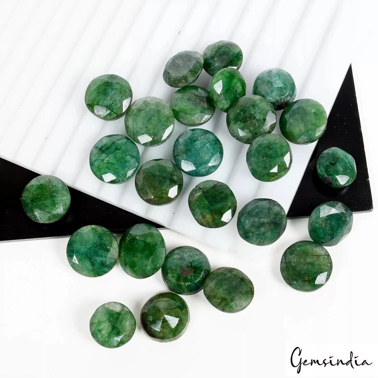 Certified 250 Ct/25 Pcs Natural Zambian Green Emerald Round Cut Gems For Jewelry
