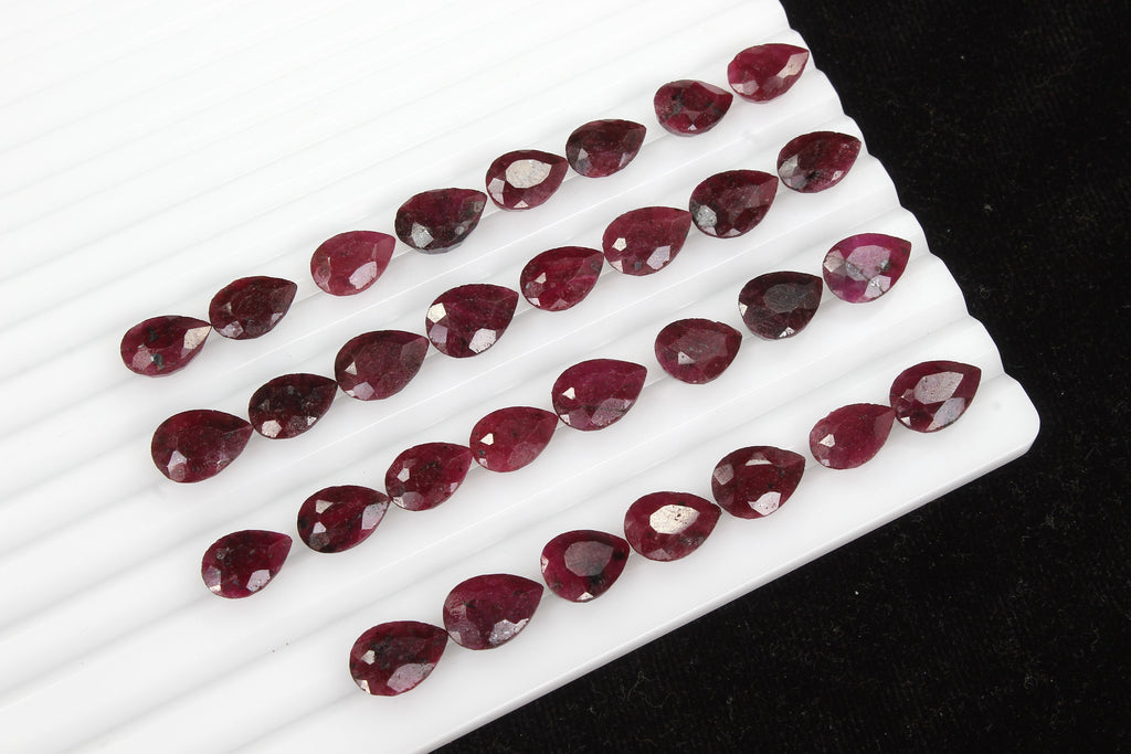 Certified 180 Ct/31 Pcs Natural Red Ruby Pear Cut Loose 11-13mm Gems for jewelry