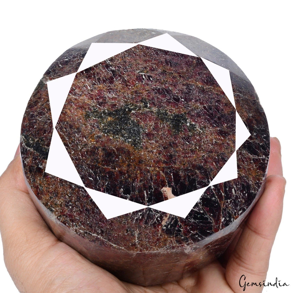2.8 kilo Almandine Garnet 4.3" Round Cut Rare Large Natural Stone 100% Untreated