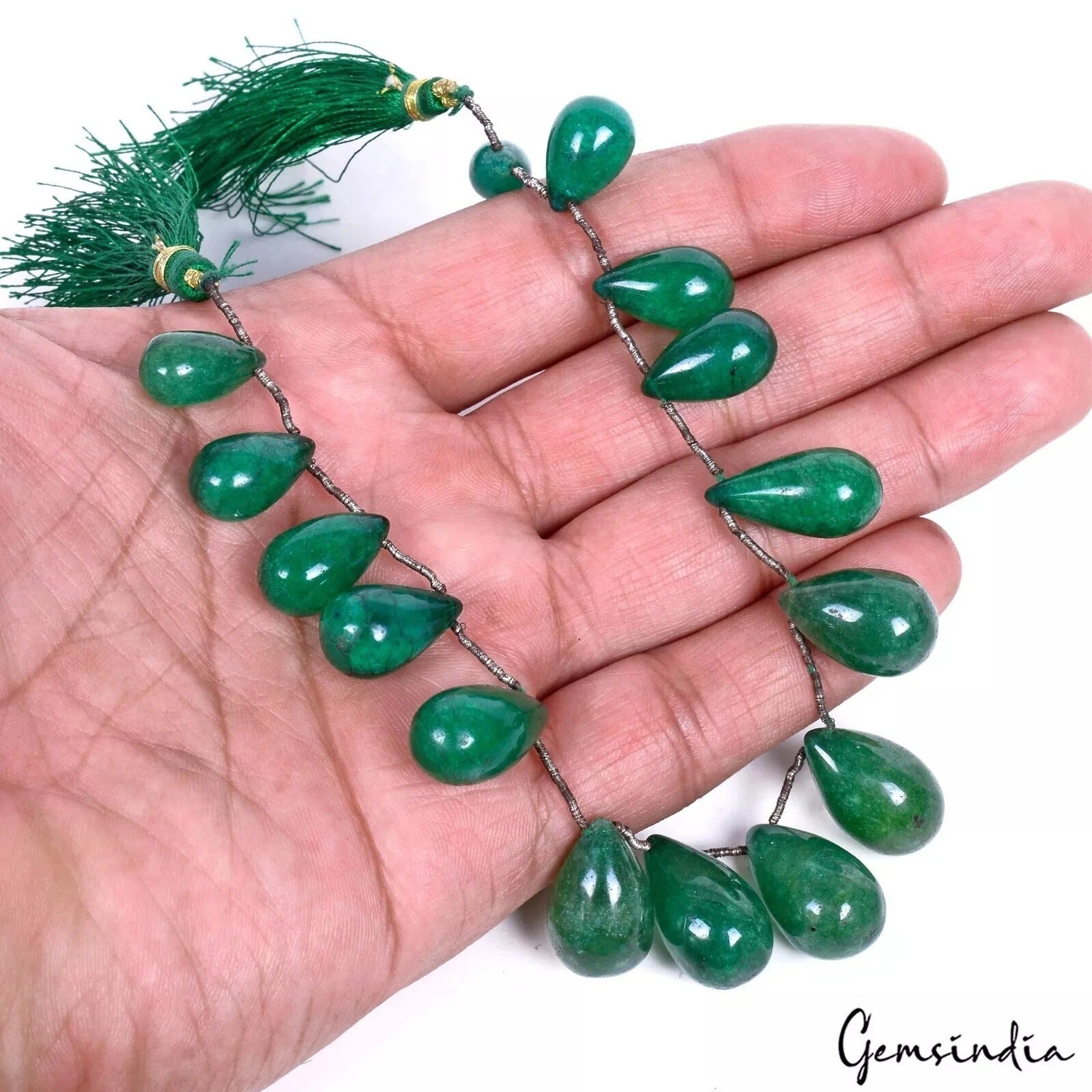 Quartz Beaded Strand, Color Enhanced, Green — 14mm to 20mm, 200.80 Ct, Brazil