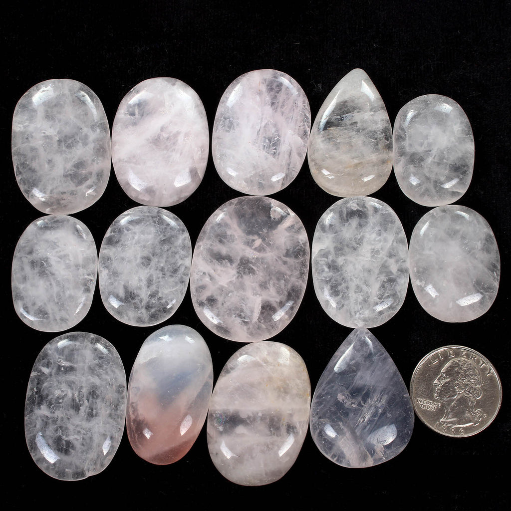 850 Cts/14 Pcs Natural Untreated Pink Rose Quartz Mix Cab Loose Gem For Jewelry