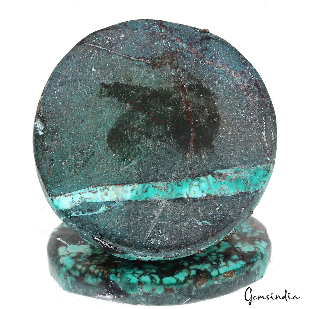 86.10 Ct Blue Spiderweb Turquoise Round Cab Arizona Loose Huge Gemstone From U.S