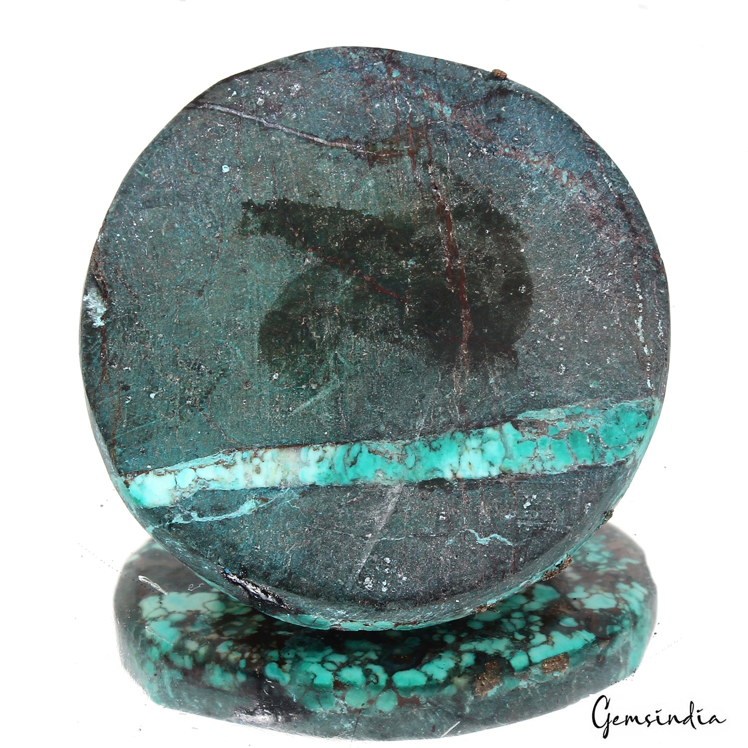 86.10 Ct Blue Spiderweb Turquoise Round Cab Arizona Loose Huge Gemstone From U.S