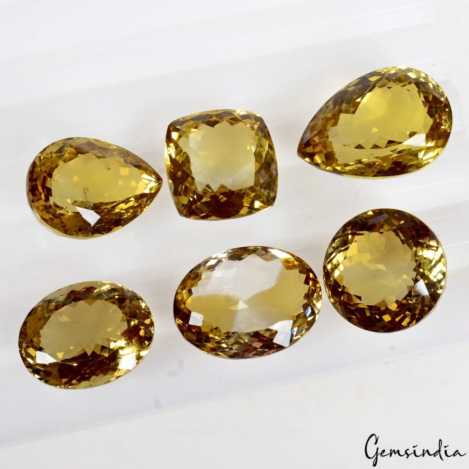 Certified 108.5 Ct Natural Yellow Citrine Faceted Gemstone Mix Shape -5 Pcs Set