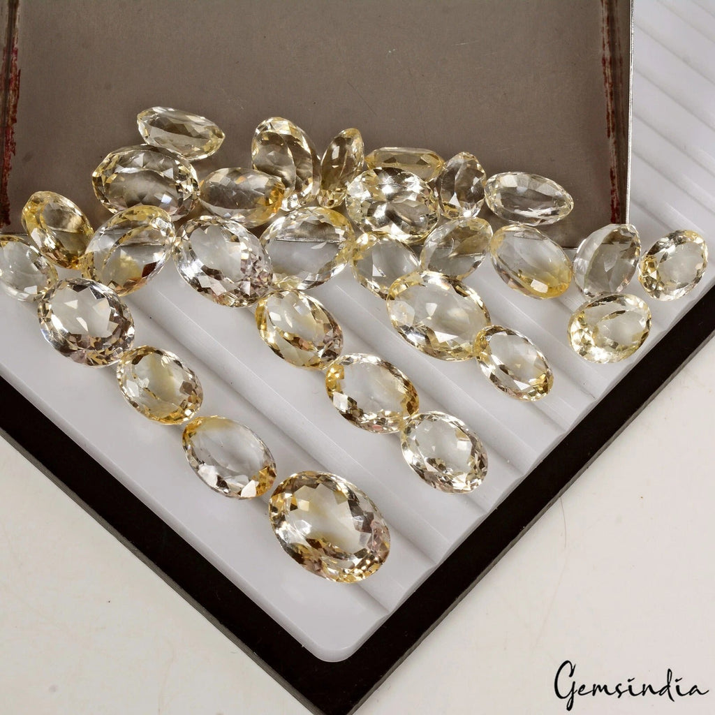 185.50 Ct Natural Untreated Yellow Citrine Oval Cut Faceted Loose Gemstone Lot