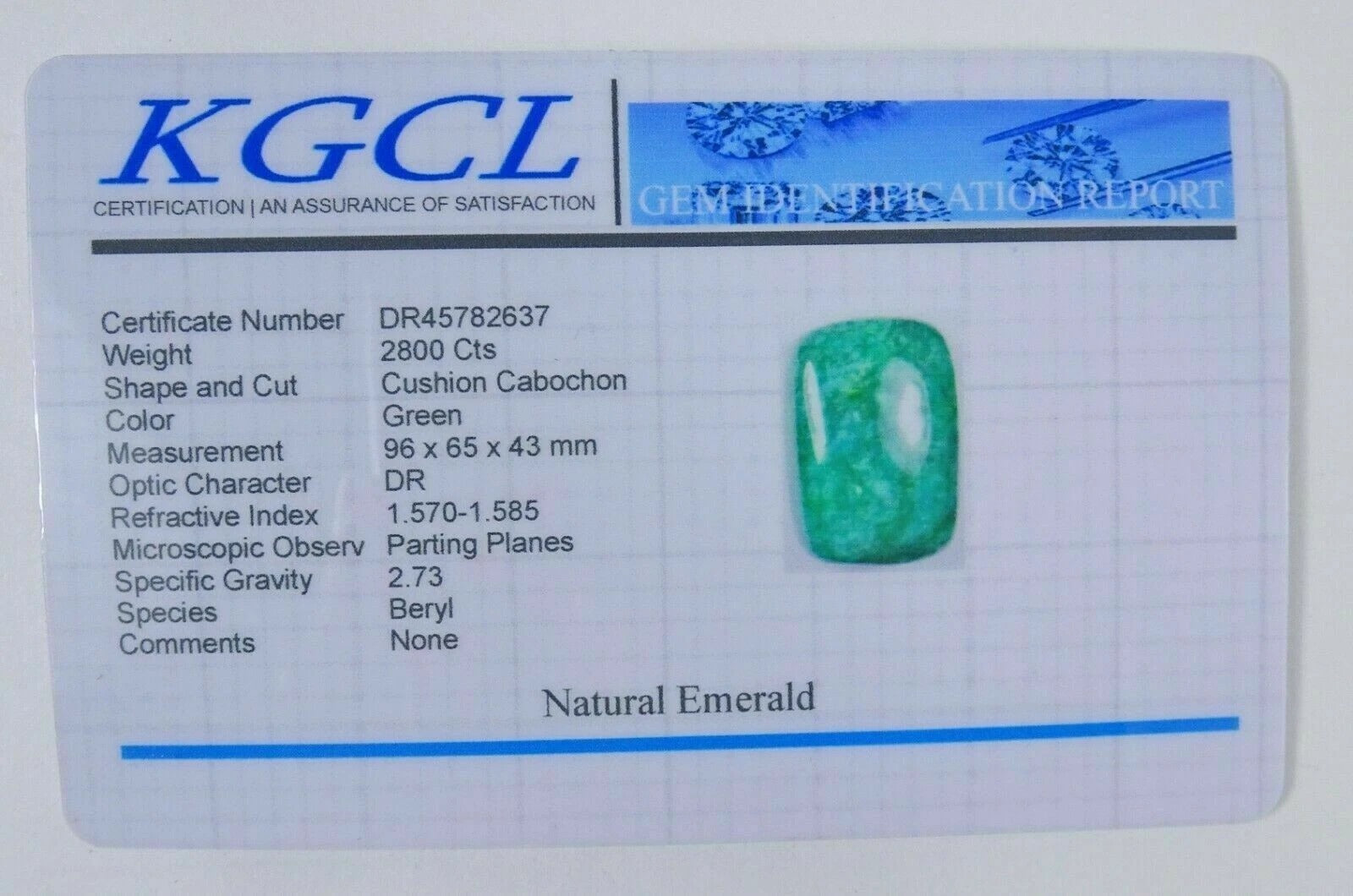 2800 Ct Natural Green Brazilian Emerald Cushion Cut Earth Mined Certified Gems
