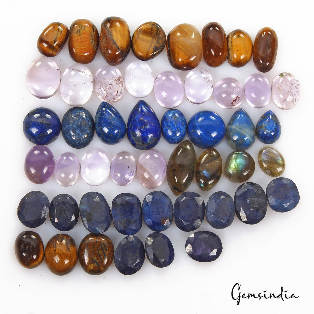 120 Ct/49 Pcs Natural Multi-Color Mixed Cut Loose Gems 8mm-14mm Gems For Jewelry