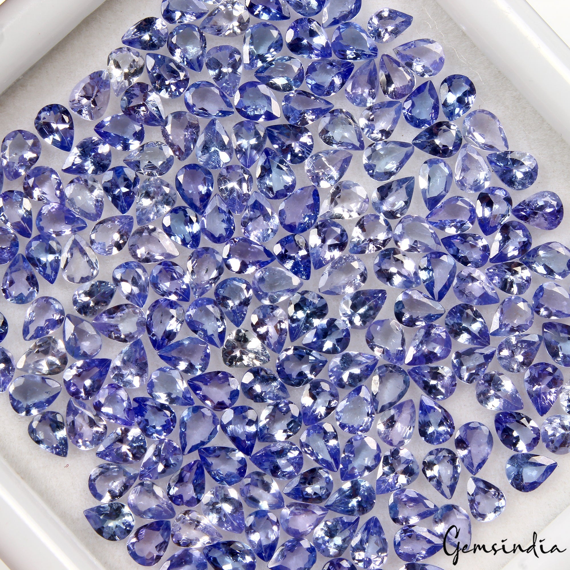 Certified 25.70 Ct Natural Violet Blue Tanzanite Pear Cut Loose Gemstones 200Pcs